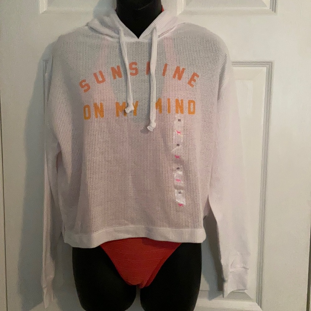 NWT light weight hooded long sleeve beach shirt VS PINK